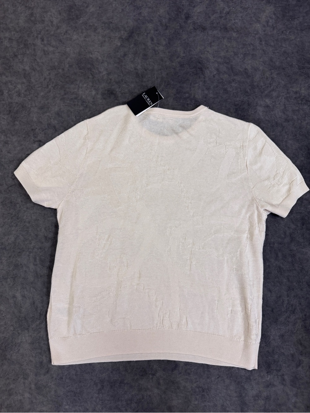 Women Ralph Lauren Cream Belting Equestrian Short Sleeve Summer sweater top XL - Picture 6 of 8